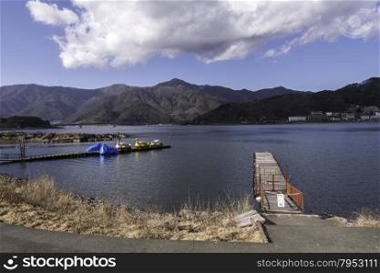 view of kawakuchiko lake, Japan.