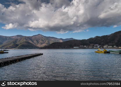 view of kawakuchiko lake, Japan.