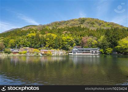 View of Kinrinko Lake in Yufu, Japan.