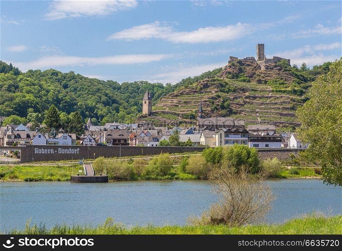 View of Kobern-Gondorf on the Moselle panorama.. View of Kobern-Gondorf on the Moselle panorama