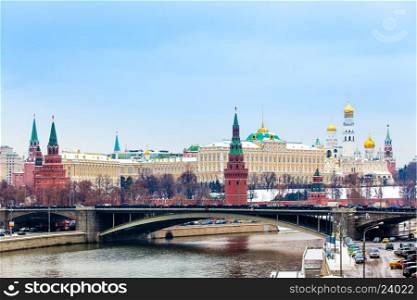 view of Kremlin in the winter, Moscow, Russia. Winter in Russia