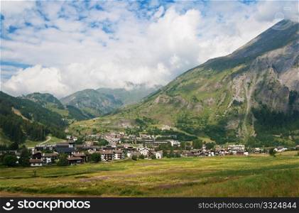 view of La Thule, small town in Aosta valley, Italy