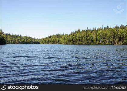 View of lake in forest on Big Solovetsky Island, summer time
