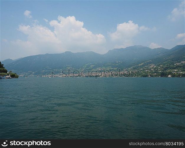 View of Lake Iseo. View of Lake Iseo mountains in Lombardy, Italy