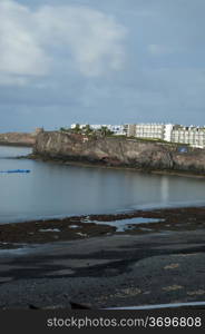 view of Lanzarote where housing is observed near the sea