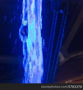 View of lights through running water, Chelsea Market, Chelsea, Manhattan, New York City, New York State, USA