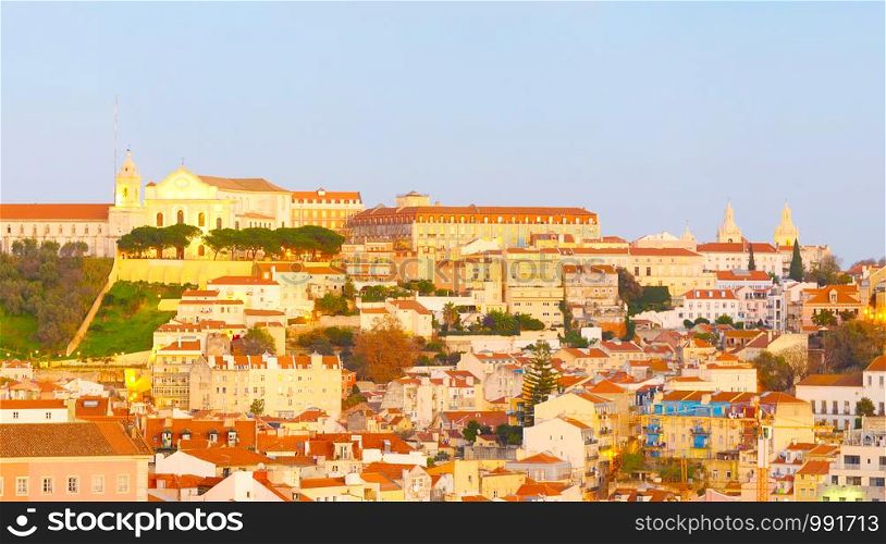 View of Lisbon Old Town architecture, Portugal