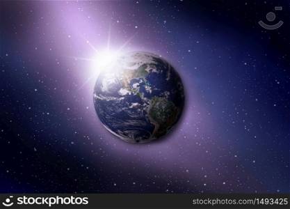 View of looking planet earth on space galaxy and star background , science and education concept , Elements of this image furnished by NASA.