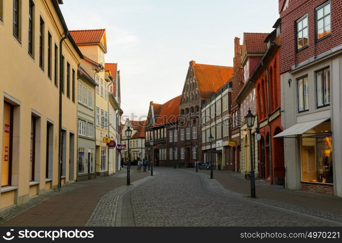 view of Luneburg, Germany. street view of Luneburg, Germany