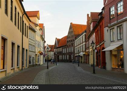 view of Luneburg, Germany. street view of Luneburg, Germany