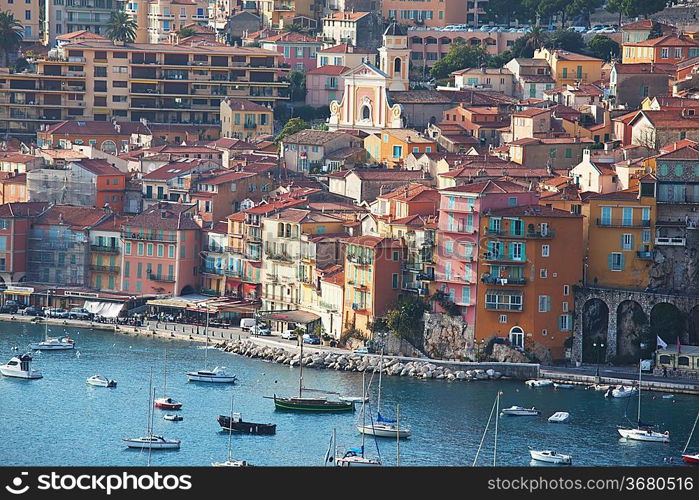 View of luxury resort and bay of Cote d&acute;Azur in France.