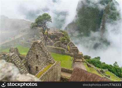 View of Machu Picchu, the ancient city of Inca in Cusco Region, Peru