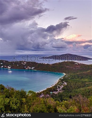 View of Magens Bay - the world famous beach on St Thomas in the US Virgin Islands