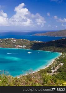View of Magens Bay - the world famous beach on St Thomas in the US Virgin Islands