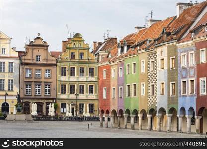 view of main square Rynek of polish city Poznan at the morning