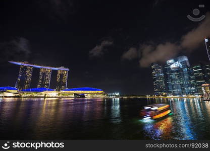 view of marina bay at night, urban landscape of Singapore