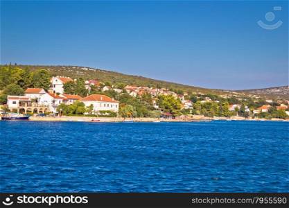 View of Maslenica village waterfront, Dalmatia, Croatia