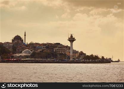 View of modern buildings and embankment, Istanbul, Turkey. View of the city of Istanbul, Turkey