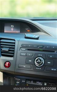view of modern car dashboard with keys. car dashboard with keys