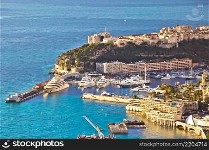View of Monaco Port Hercules and historic old town, Principality of Monaco