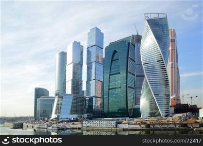 View of Moscow City buildings, Russia (2015 year)