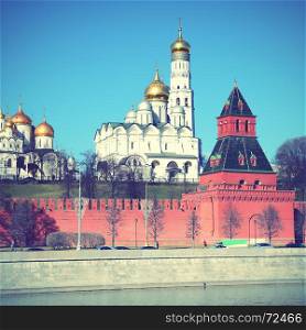 View of Moscow Kremlin, Russia. Retro style filtred image