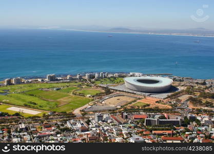 View of Mouille Point with the cape town Stadium from Signal Hill