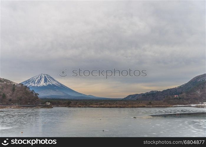 View of Mount Fuji with cloudy sky
