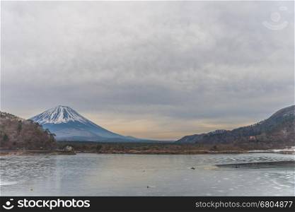 View of Mount Fuji with cloudy sky