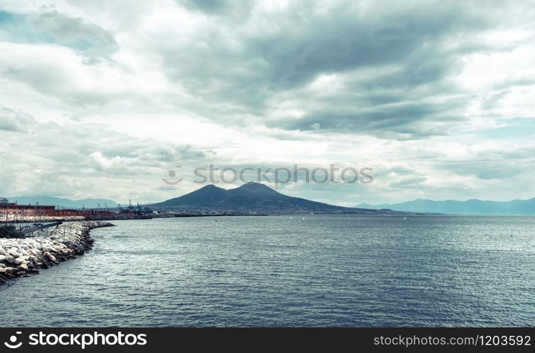 View of Mount Vesuvius from Naples