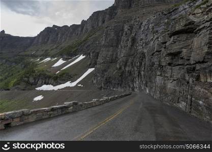 View of mountain road, Going-to-the-Sun Road, Glacier National Park, Glacier County, Montana, USA