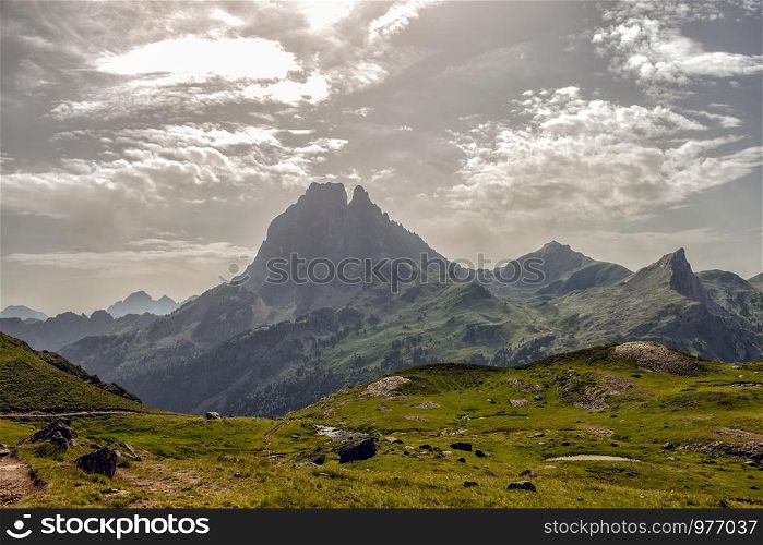 View of mountain the Pic du Midi d'Ossau in the French Pyrenees