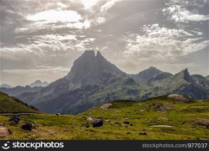 View of mountain the Pic du Midi d'Ossau in the French Pyrenees