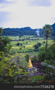 View of mountains, rivers and trees. in myanmar