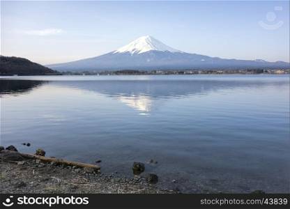 View of Mt Fuji from lake Kawaguchi