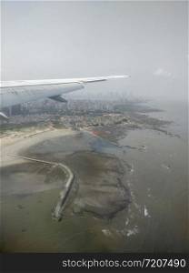 View of Mumbai from flight window, Mumbai, india