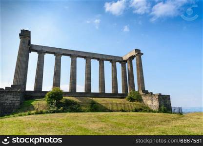 view of National Monument of Scotland, Calton Hill, Edinburgh, Scotland