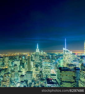 View of New York Manhattan during sunset hours