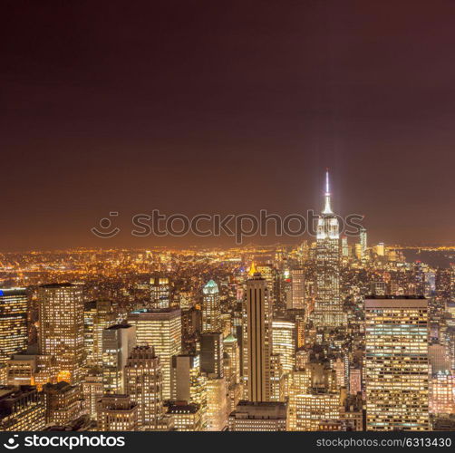 View of New York Manhattan during sunset hours