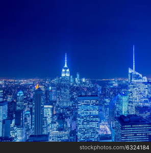 View of New York Manhattan during sunset hours