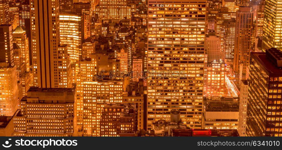 View of New York Manhattan during sunset hours