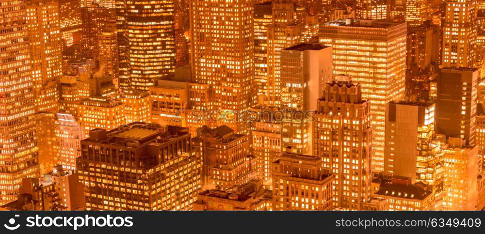 View of New York Manhattan during sunset hours