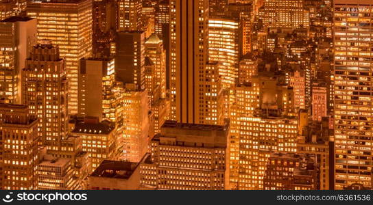 View of New York Manhattan during sunset hours