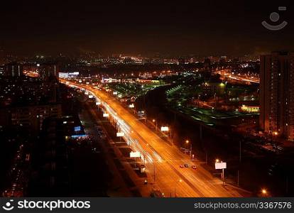 View of night city