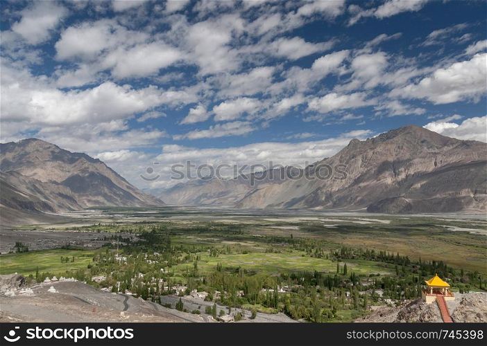 View of Nubra Valley from Diskit Monastery, Ladakh, India.. View of Nubra Valley from Diskit Monastery, Ladakh, India