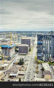 View of office building and development, Bellevue, Washington State, USA
