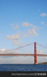 view of old Salazar bridge in Lisbon, Portugal