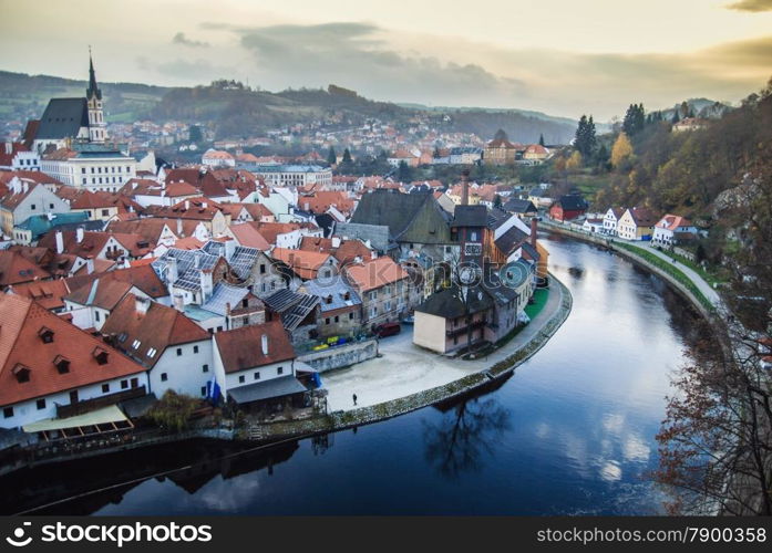 View of old town Cesky Krumlov. Czech Republic