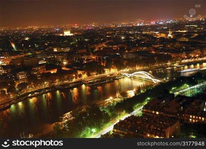 View of Paris from Eiffel tower at night