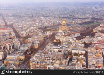 View of Paris with Les Invalides from the Maine-Montparnasse Tower, France